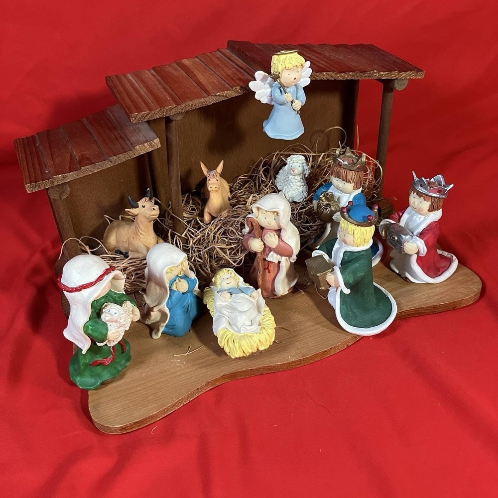 Vintage Frank's Nursery & Crafts Children's Nativity Set / 12 Pieces / Flaws